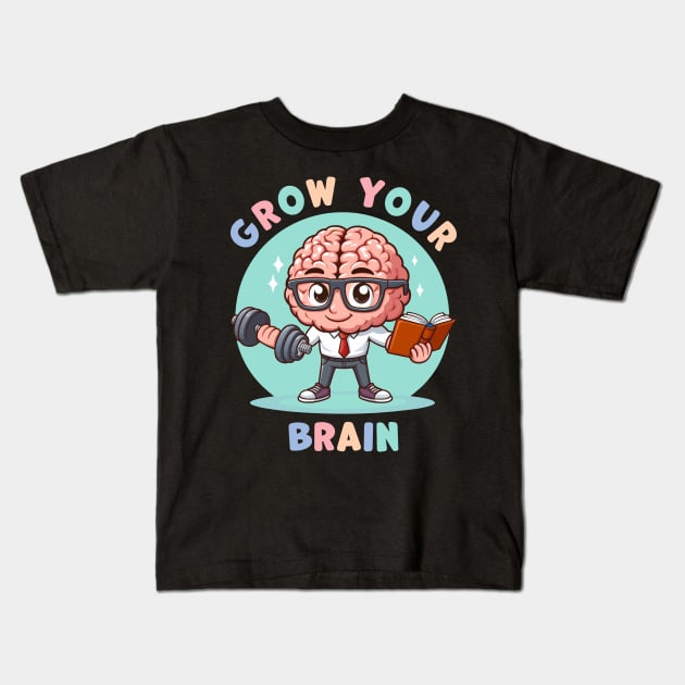 Grow Your Brain Kids T-Shirt by SergioArt